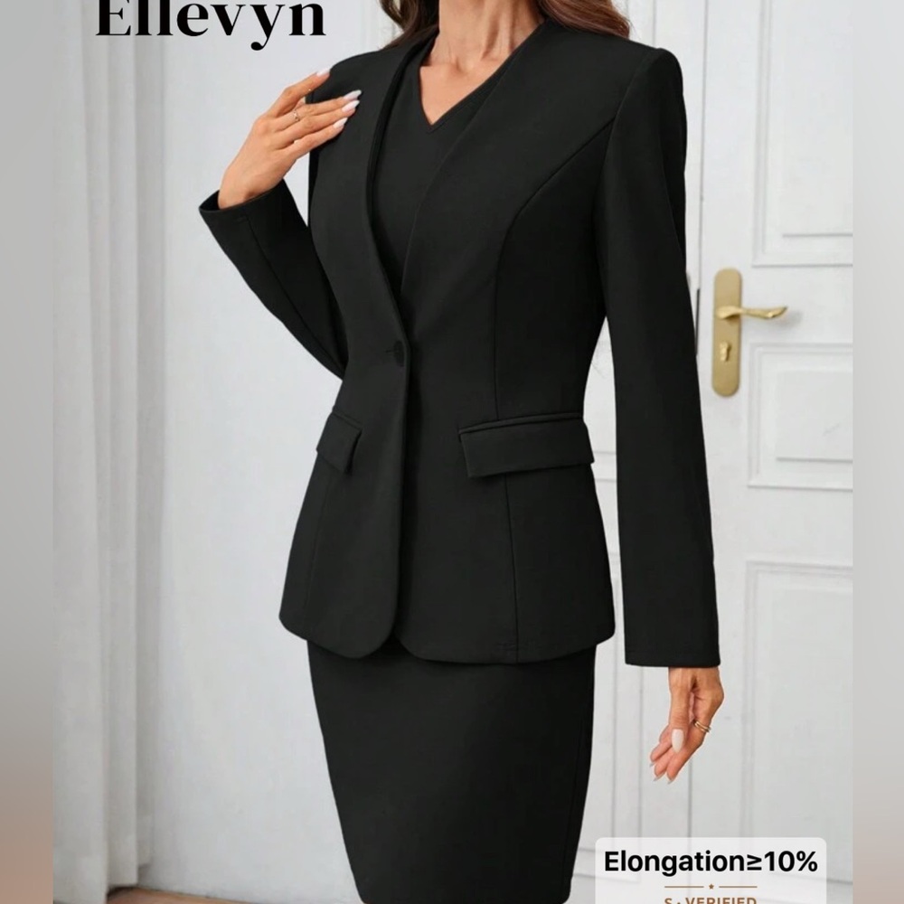 Classic black two piece dress from Shein.